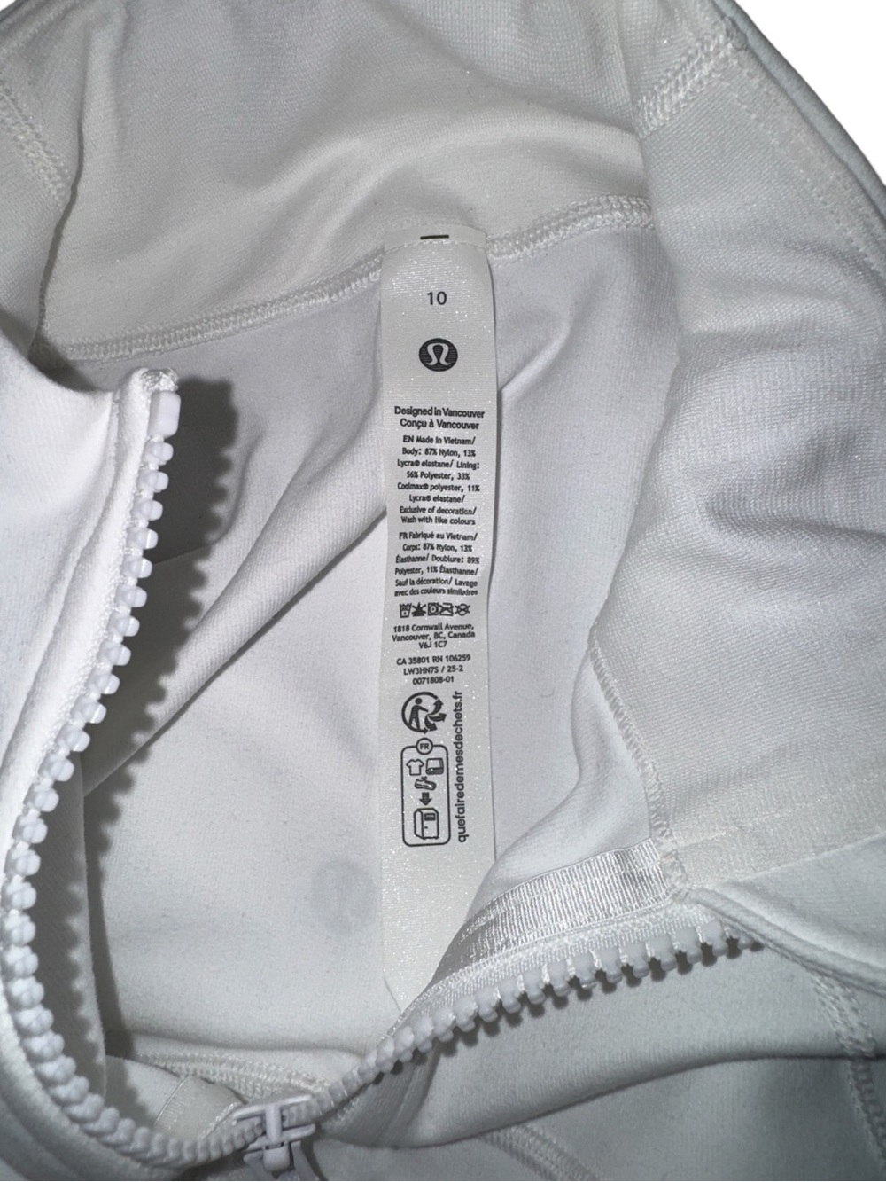 Lululemon Define Jacket Luon White Size 10 NWT Full Zip Athleisure - Picture 8 of 9